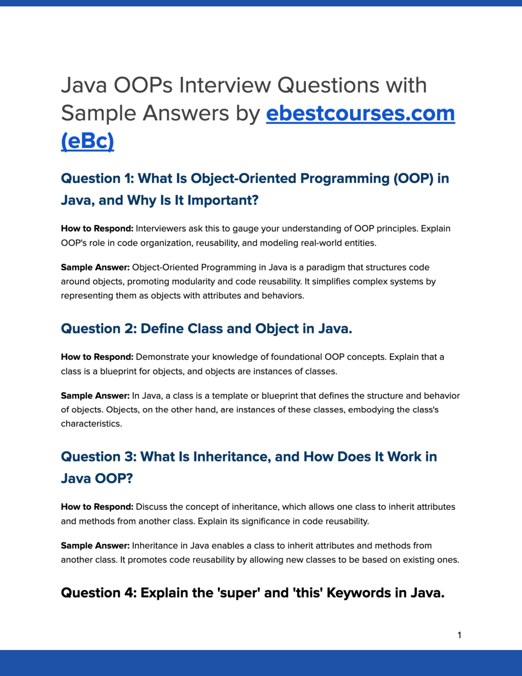 100+ Java OOPs Interview Questions With Sample Answers & How To Respond ...